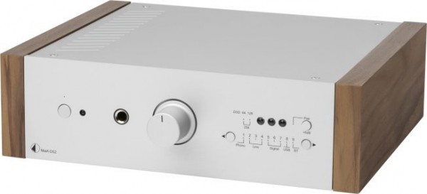 MaiA DS2 Stereo-Vollverstärker mit 9 Eingangsoptionen von Pro-Ject silber Wangen Walnuss